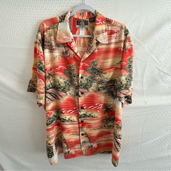 Kalaheo Vintage Hawaiian Orange Tropical Short Sleeve Button Up Shirt Size XL - Picture 1 of 8